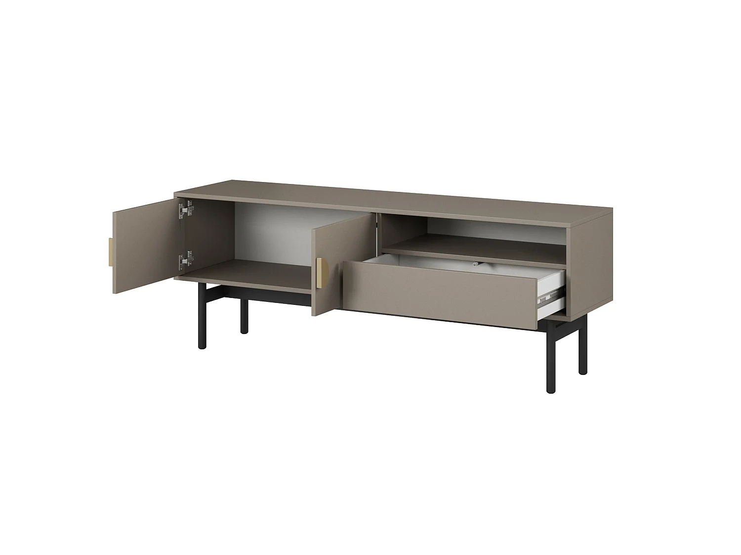 Meuble TV avec 1 tiroir et 1 niche - 154 cm - gris pierre - STOON II