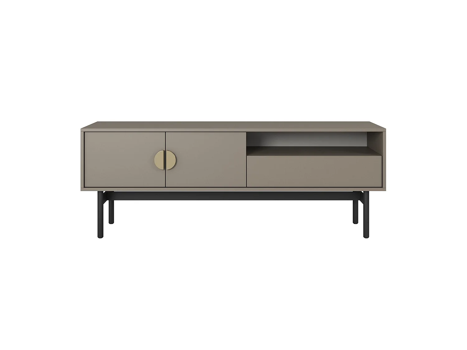 Meuble TV avec 1 tiroir et 1 niche - 154 cm - gris pierre - STOON II