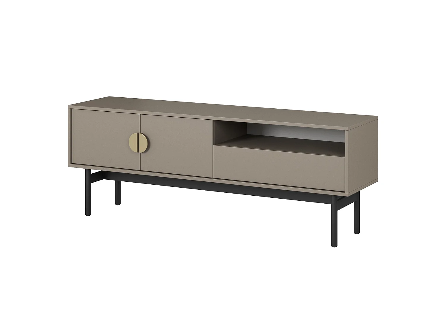 Meuble TV avec 1 tiroir et 1 niche - 154 cm - gris pierre - STOON II