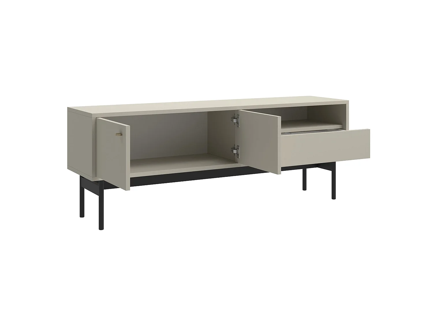 Meuble TV avec 2 portes, 1 tiroir et 1 niche - 154 cm - grège - OLAR II