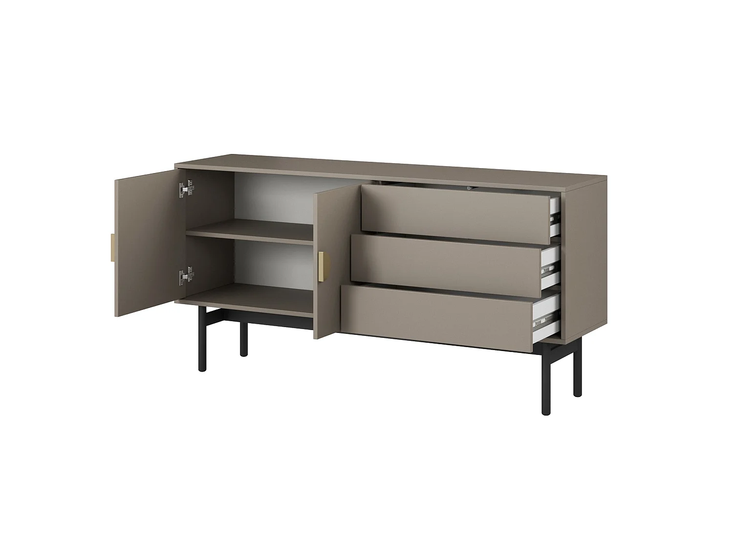 Meuble TV avec 2 portes et 3 tiroirs - 154 cm - gris pierre - STOON II
