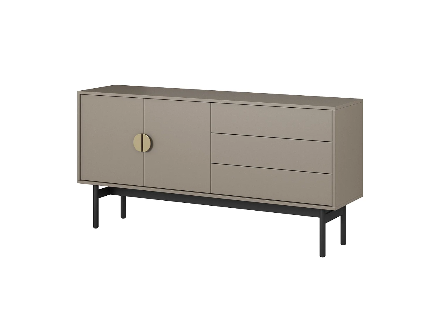 Meuble TV avec 2 portes et 3 tiroirs - 154 cm - gris pierre - STOON II