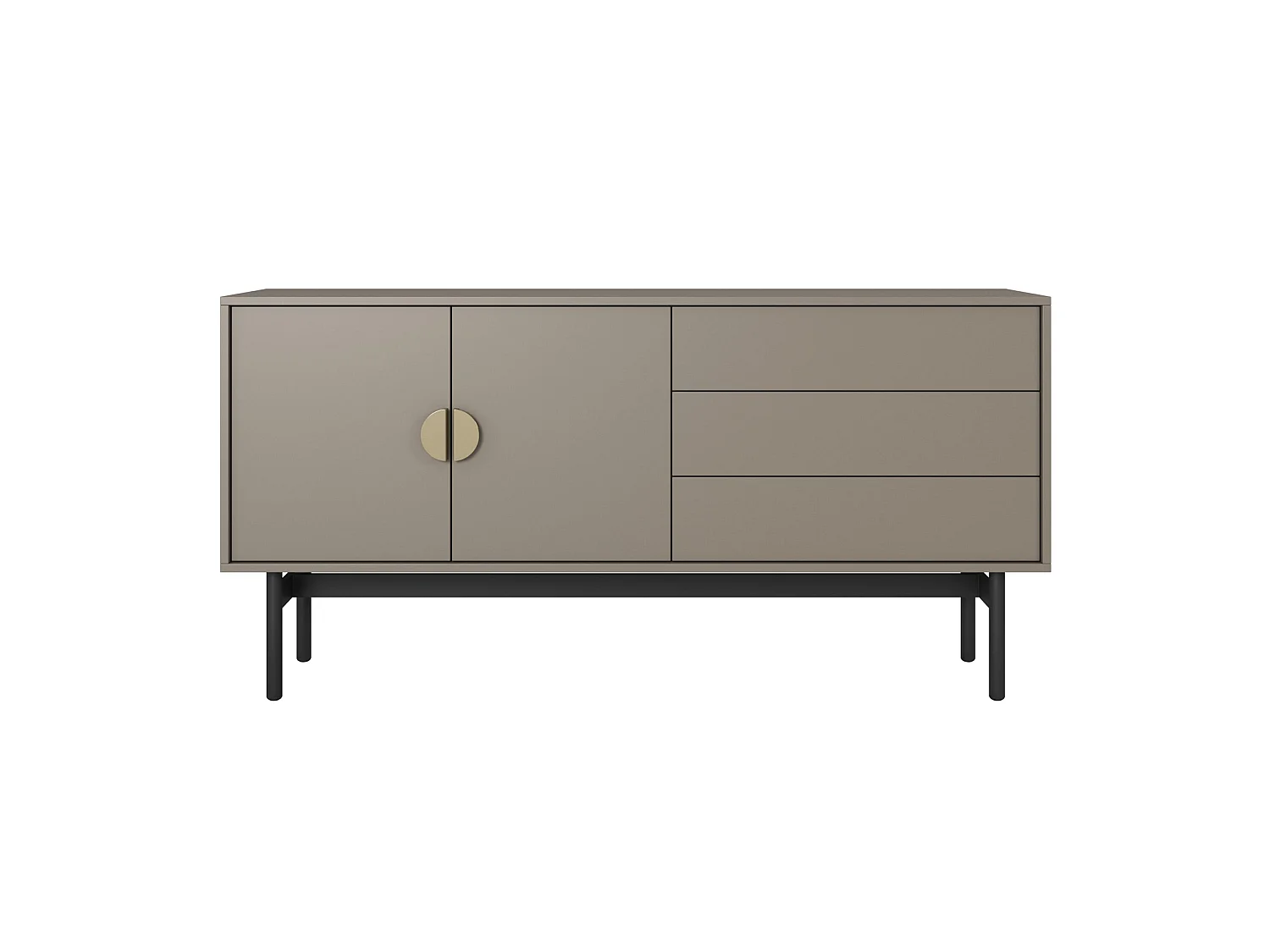 Meuble TV avec 2 portes et 3 tiroirs - 154 cm - gris pierre - STOON II