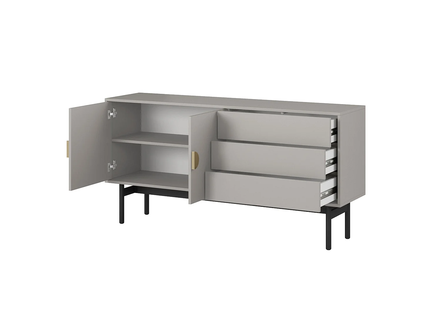 Meuble TV avec 2 portes et 3 tiroirs - 154 cm - taupe - STOON II