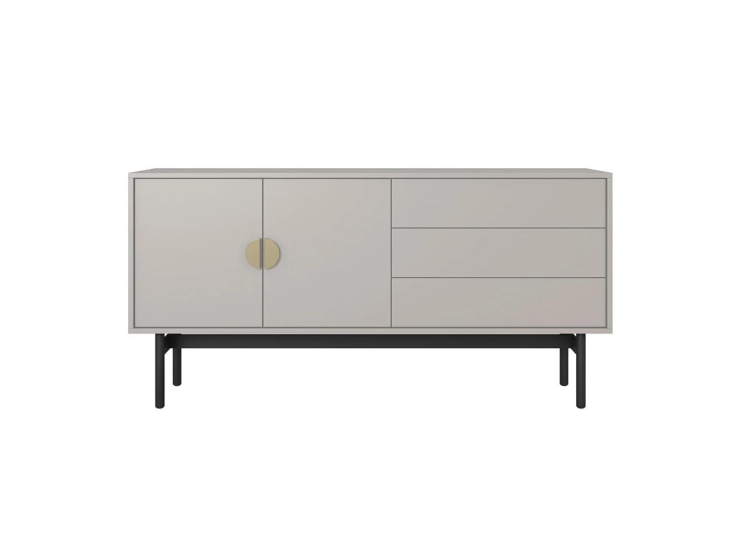 Meuble TV avec 2 portes et 3 tiroirs - 154 cm - taupe - STOON II