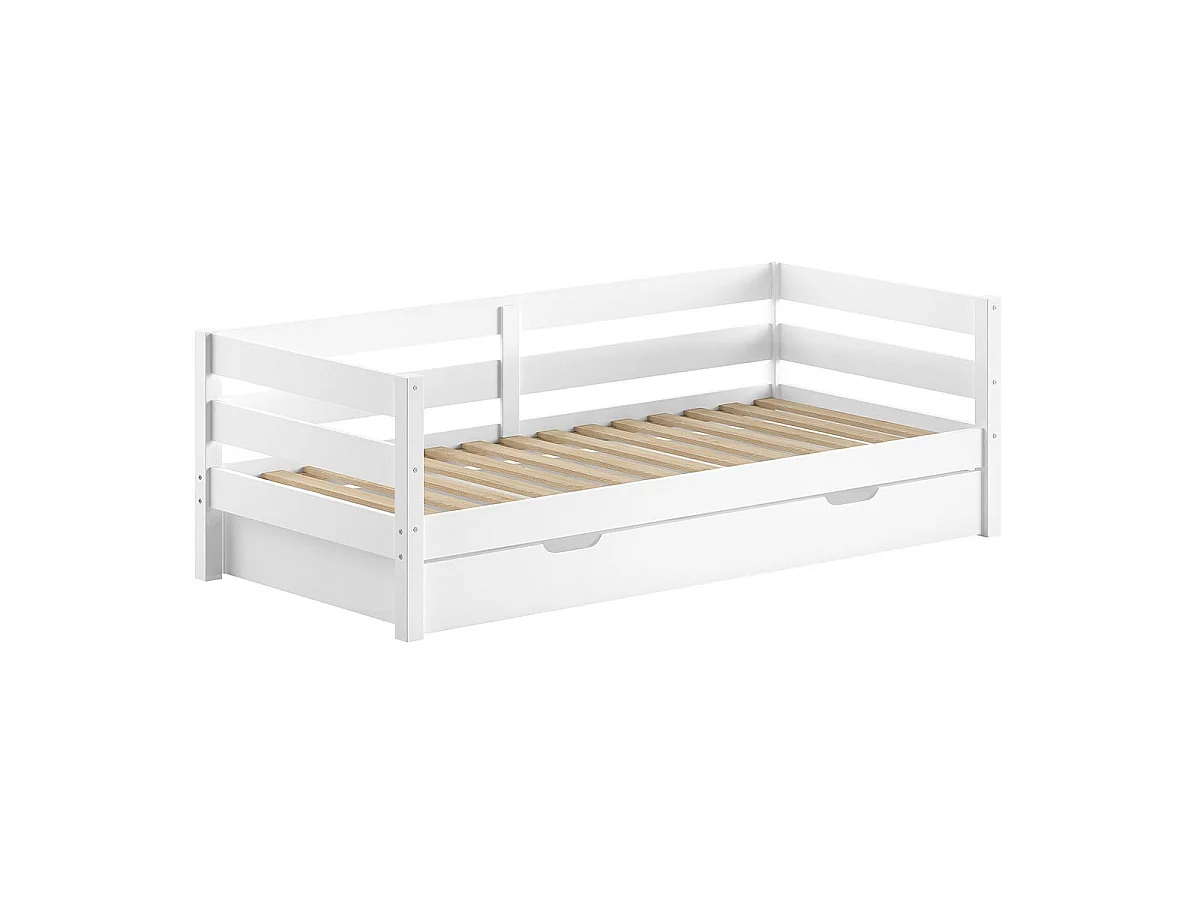 Pack - Lit Capitaine & Tiroir-Lit "Margrit" 90x200cm Blanc