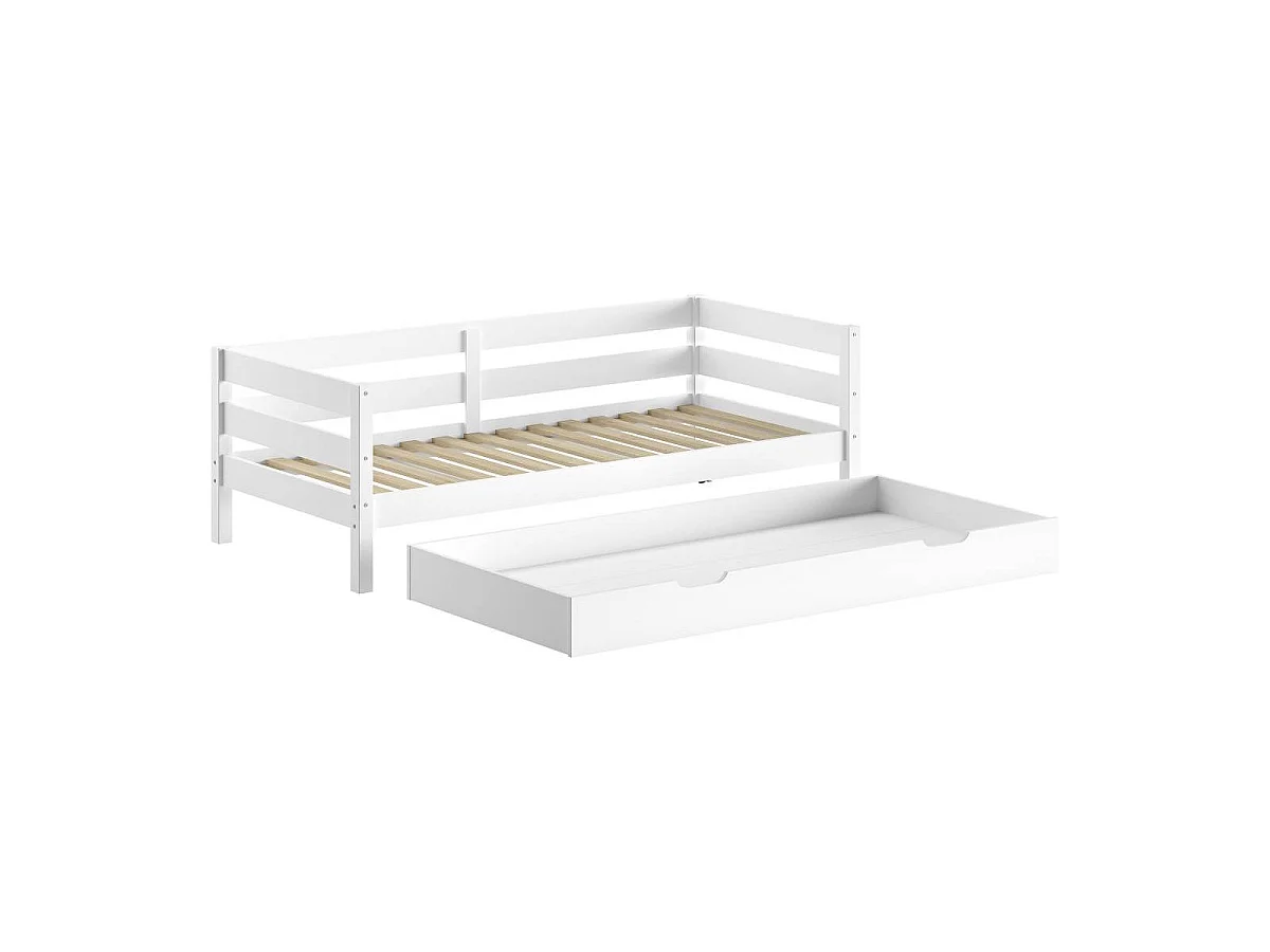 Pack - Lit Capitaine & Tiroir-Lit "Margrit" 90x200cm Blanc