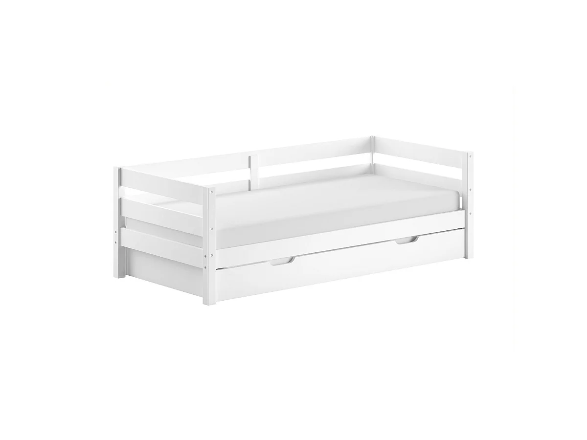 Pack - Lit Capitaine & Tiroir-Lit "Margrit" 90x200cm Blanc
