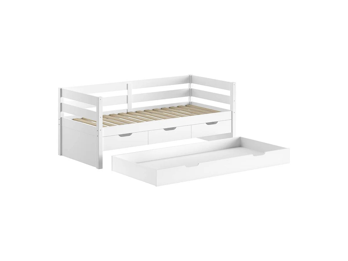 Pack - Lit Capitaine & 4 Tiroirs "Margrit" 90x200cm Blanc