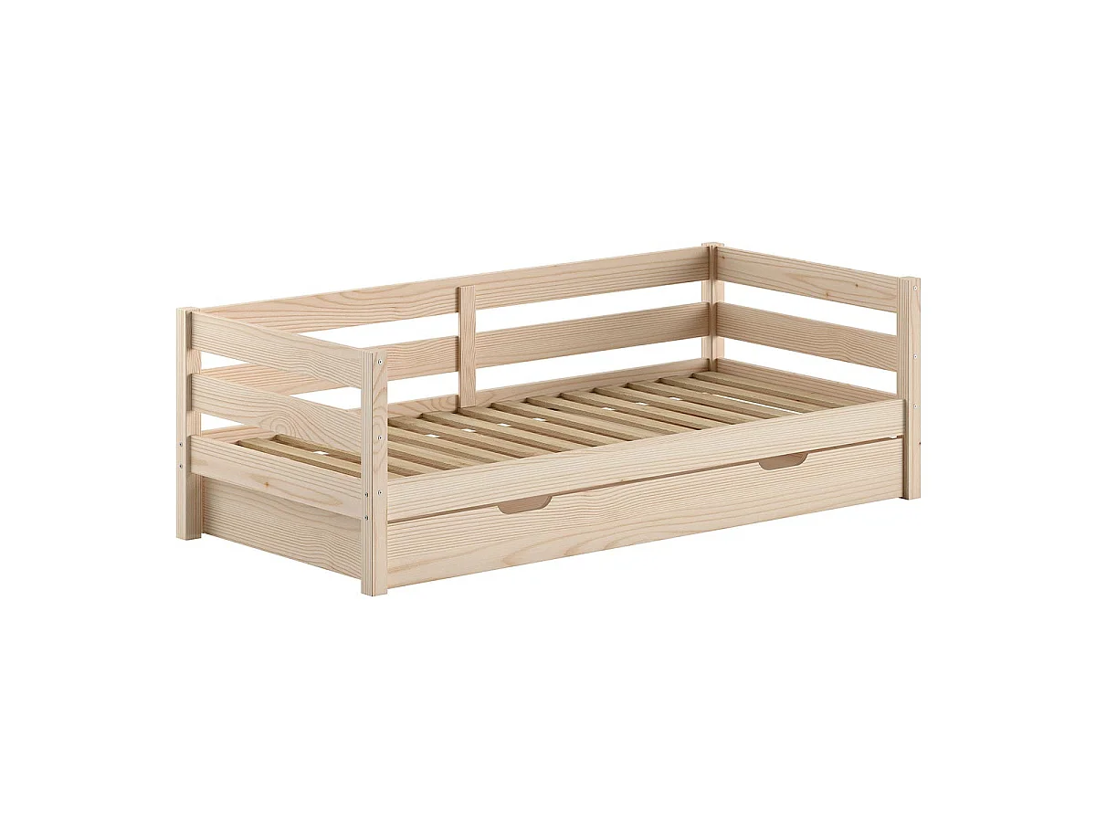 Pack - Lit Capitaine & Tiroir-Lit "Margrit" 90x200cm Naturel