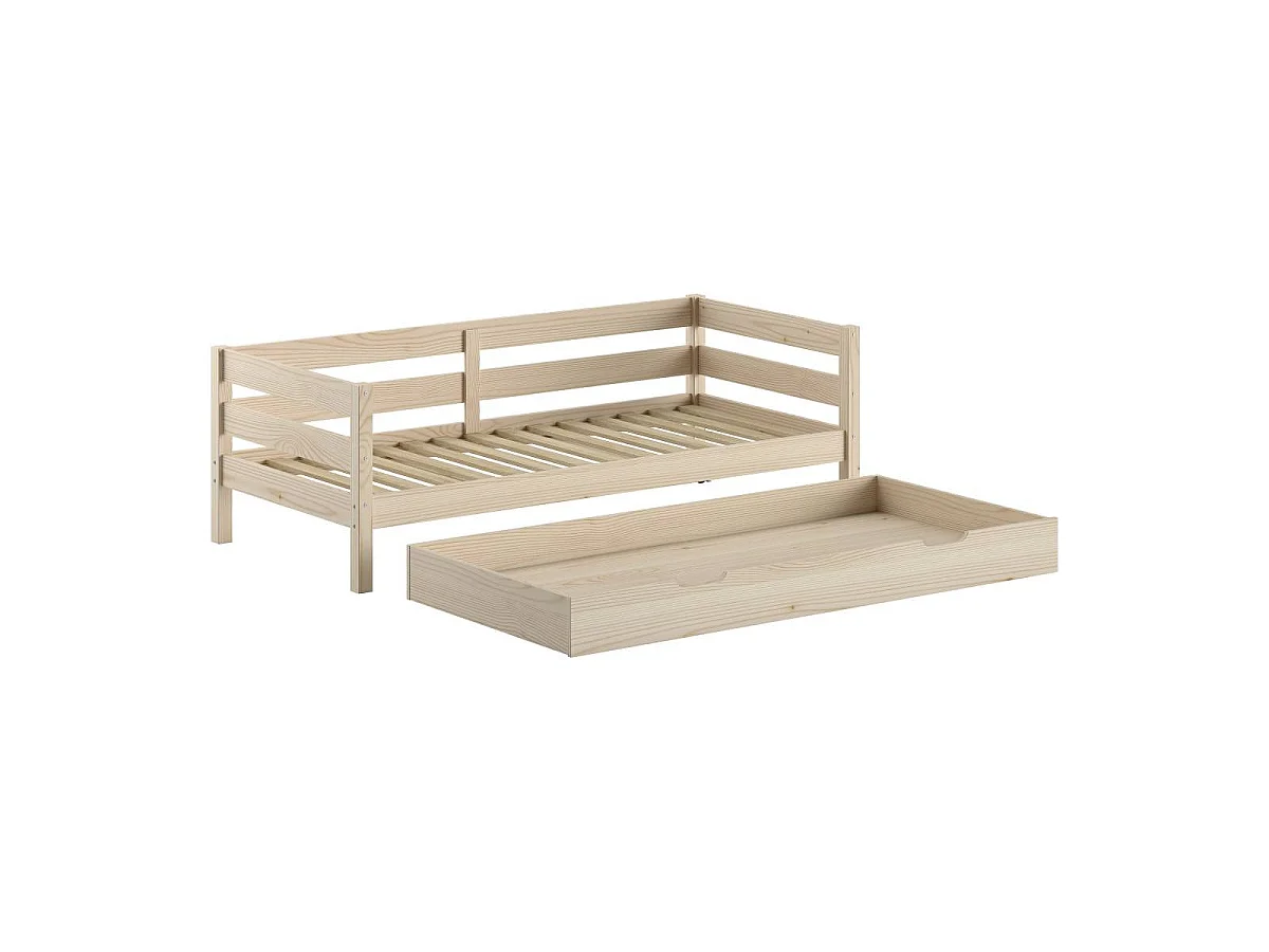 Pack - Lit Capitaine & Tiroir-Lit "Margrit" 90x200cm Naturel