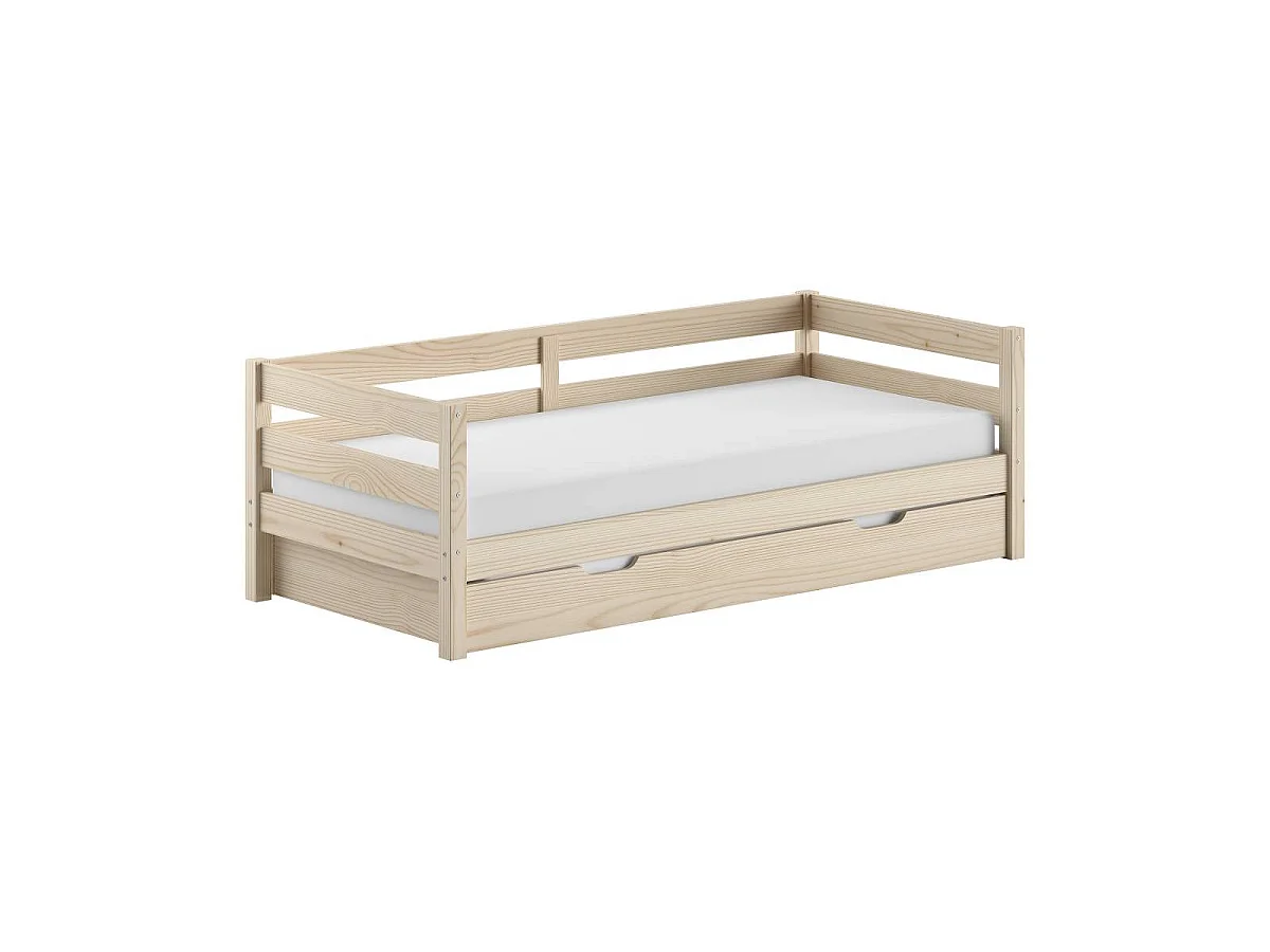 Pack - Lit Capitaine & Tiroir-Lit "Margrit" 90x200cm Naturel