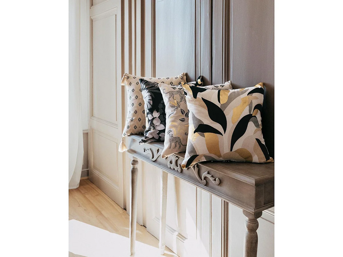 Housse de Coussin Imprimé "Malaga" 40x40cm Naturel