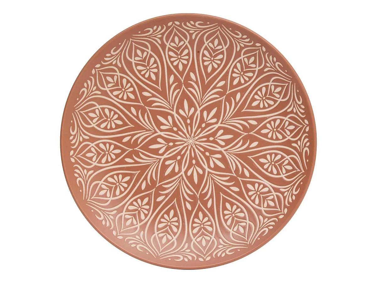Lot de 6 Assiettes Plates en Céramique "Inès" 27cm Terracotta