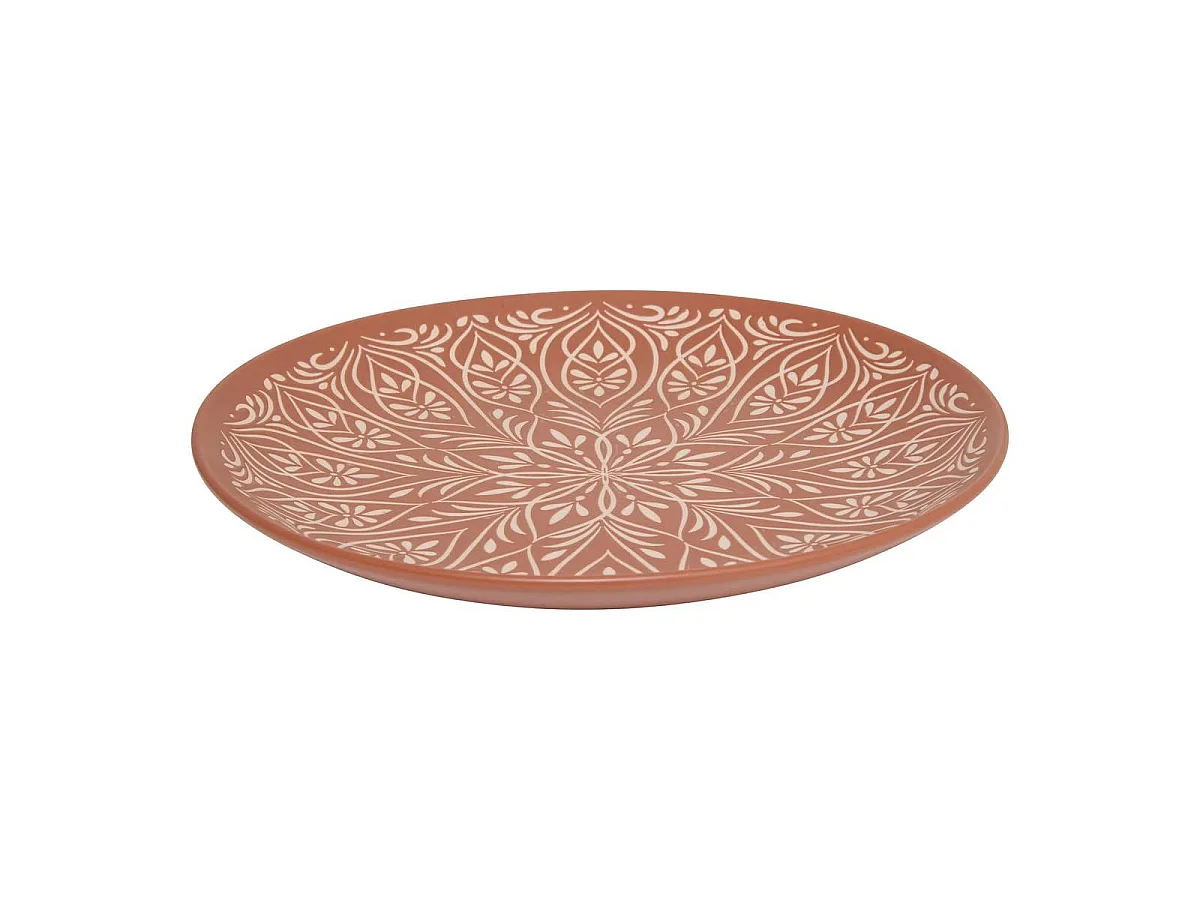 Lot de 6 Assiettes Plates en Céramique "Inès" 27cm Terracotta