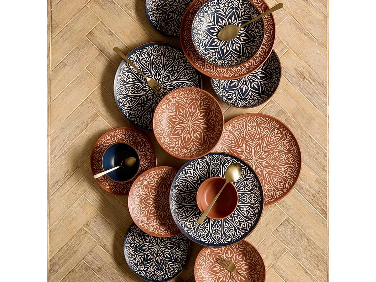 Lot de 6 Assiettes Plates en Céramique "Inès" 27cm Terracotta