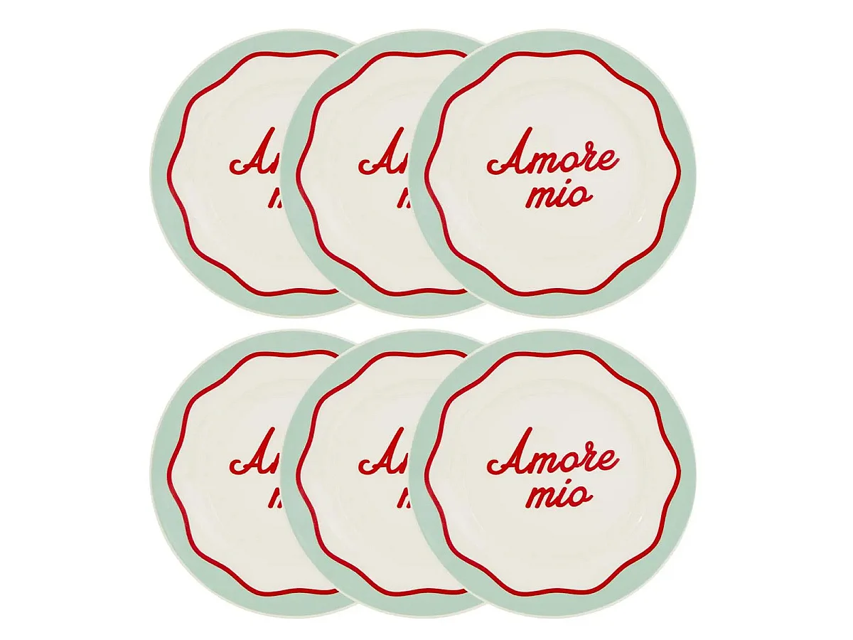 Lot de 6 Assiettes à Dessert "Della Pasta" 20cm Multicolore