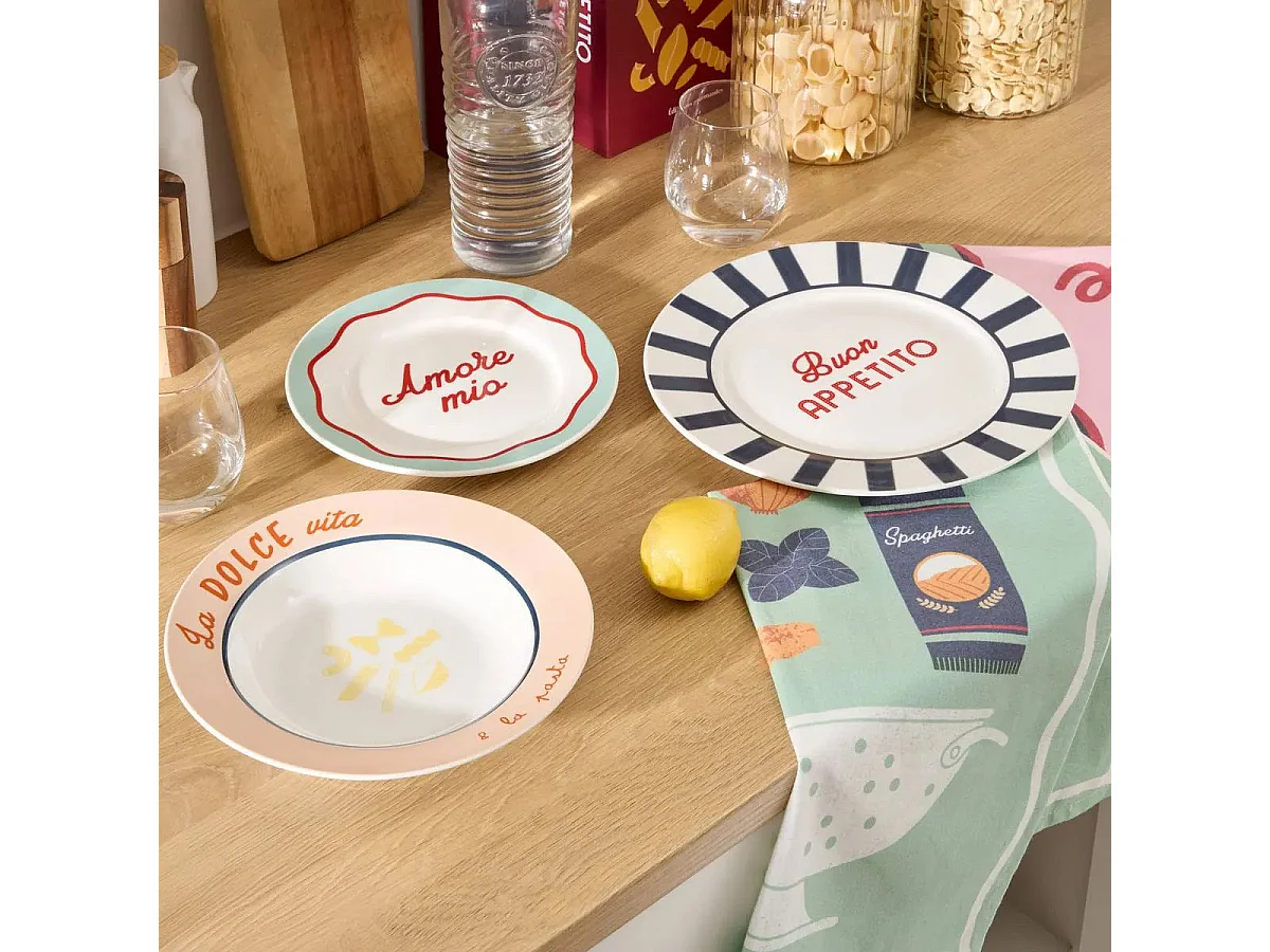 Lot de 6 Assiettes à Dessert "Della Pasta" 20cm Multicolore