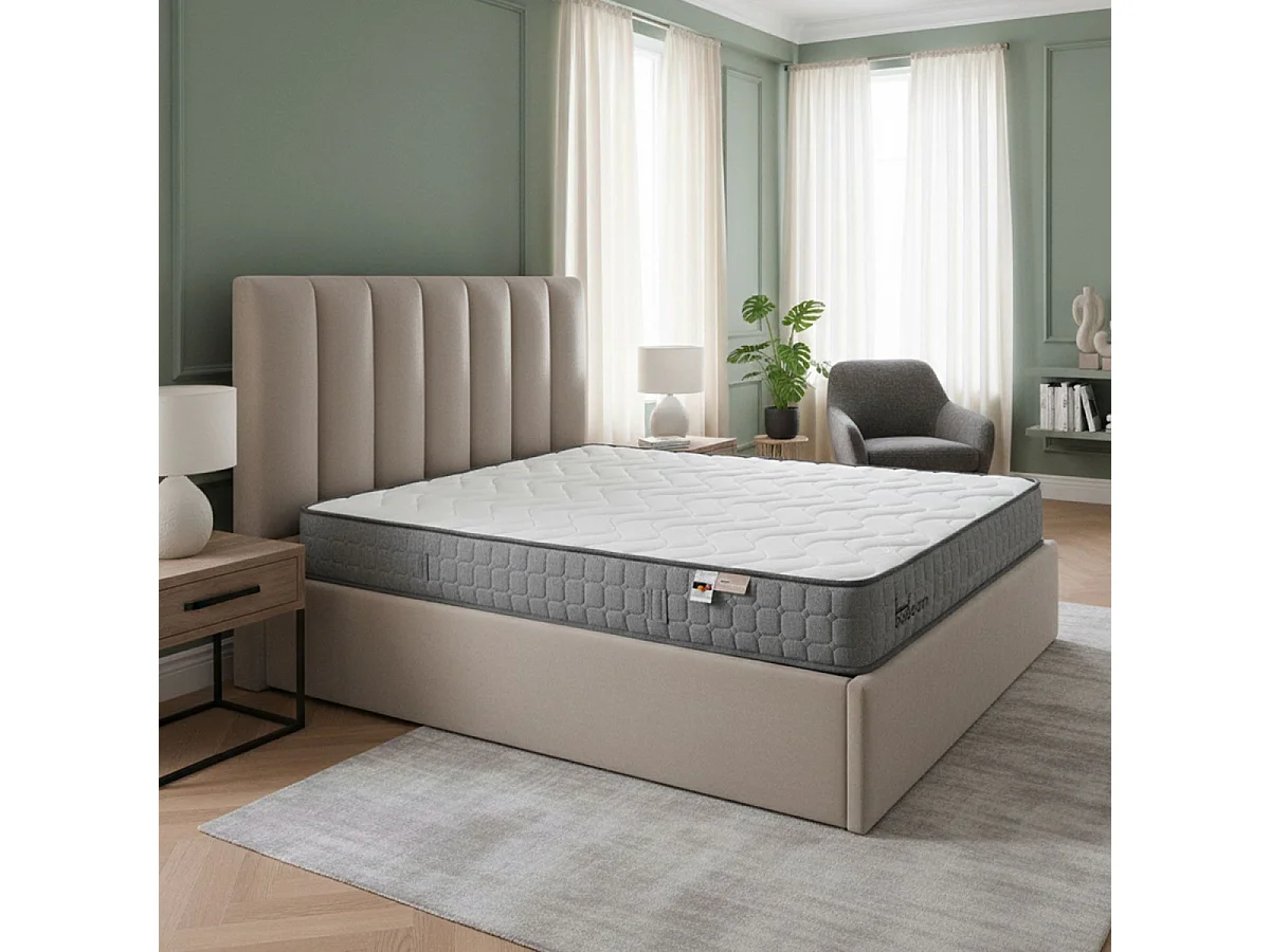 Pack Lit Coffre & Matelas "Dream & Goodream" 140x190cm Taupe