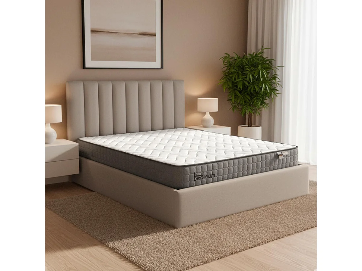 Pack Lit Coffre & Matelas "Dream & Goodream" 160x200cm Taupe