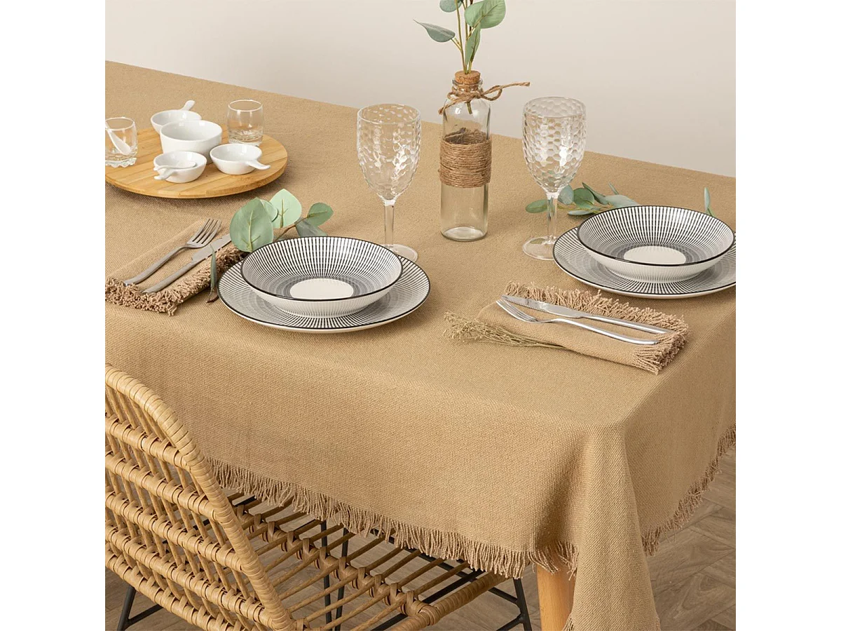 Nappe Déco à Franges "Maha" 150x250cm Beige