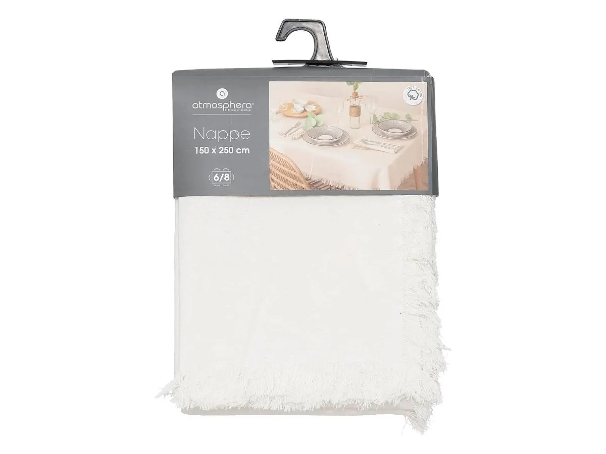 Nappe Déco à Franges "Maha" 150x250cm Blanc