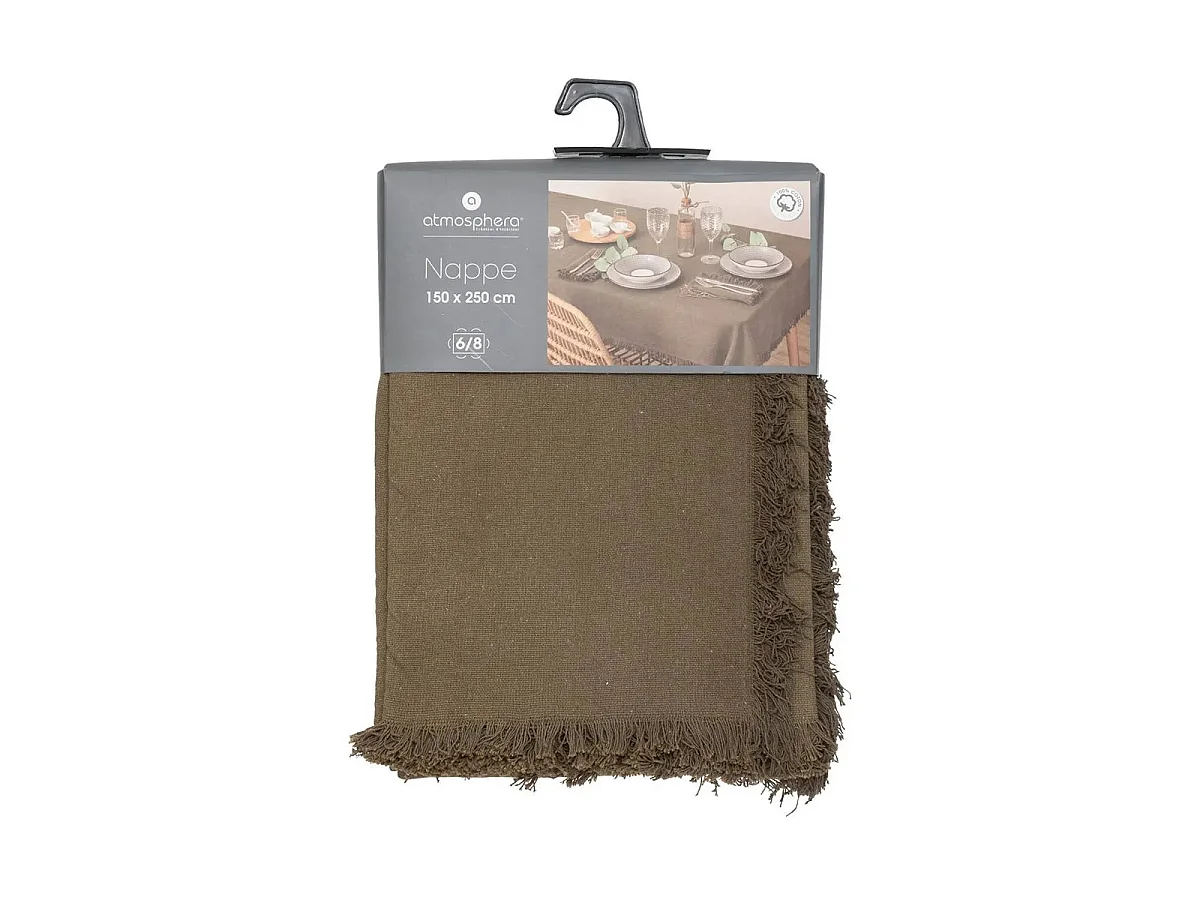 Nappe Déco à Franges "Maha" 150x250cm Vert Kaki