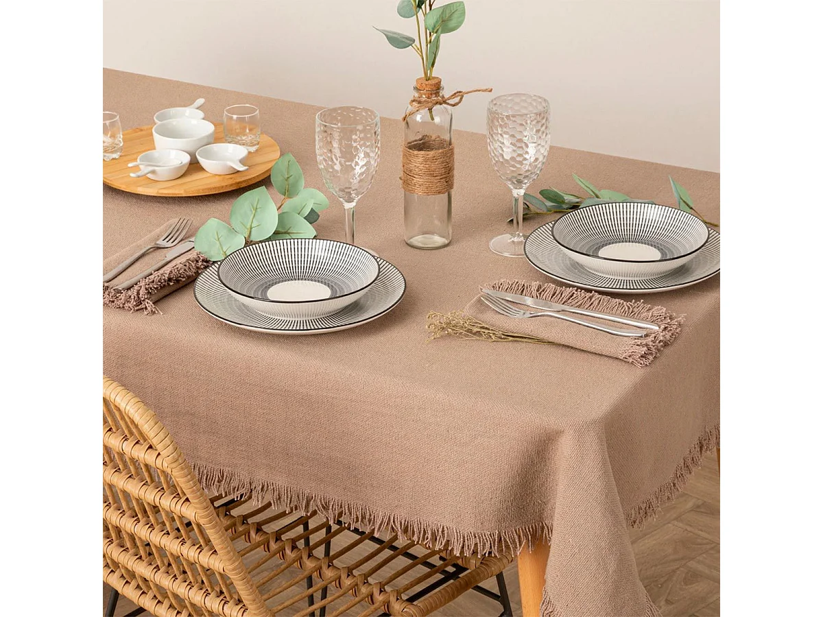 Nappe Déco à Franges "Maha" 150x250cm Gris