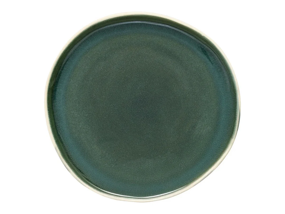 Lot de 6 Assiettes Plates en Faïence "Wonja" 27cm Vert