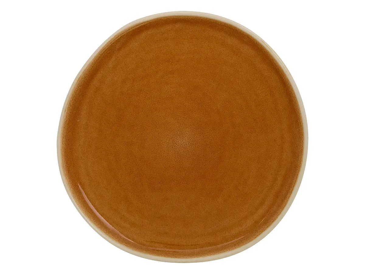 Lot de 6 Assiettes Plates en Faïence "Wonja" 27cm Ocre