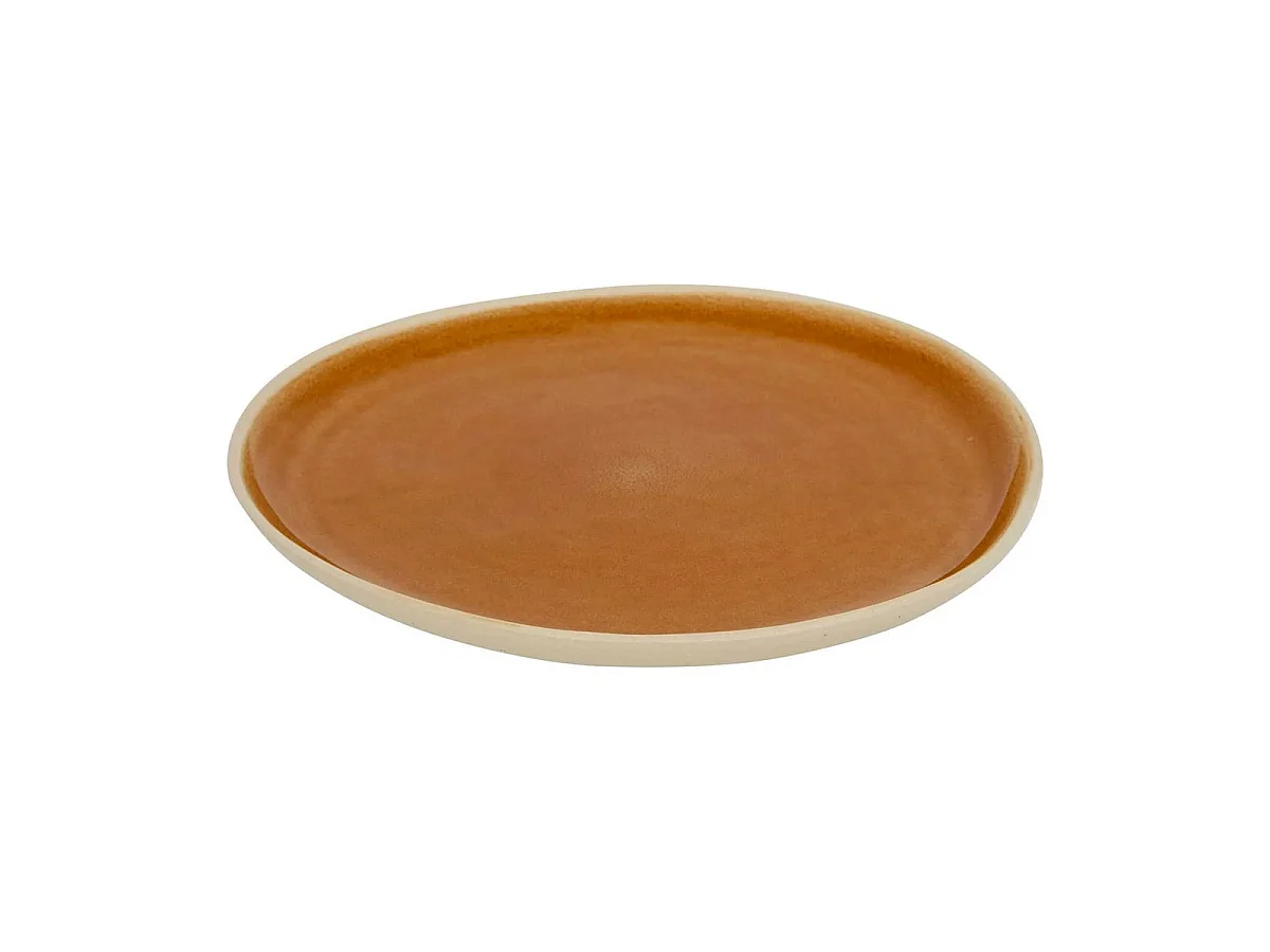 Lot de 6 Assiettes Plates en Faïence "Wonja" 27cm Ocre