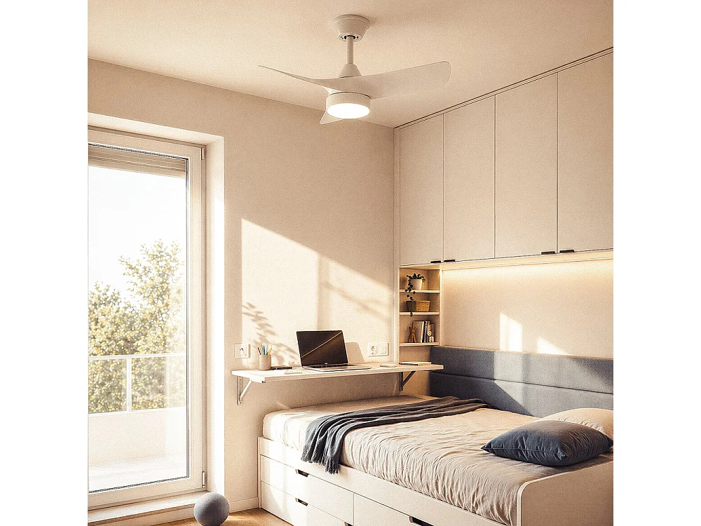 Erol - Ventilateur de plafond silencieux avec éclairage LED intégré - Blanc