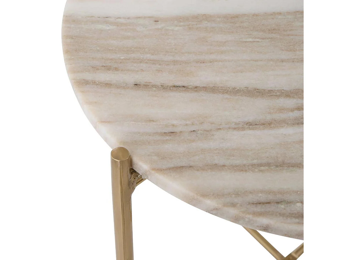 Table d'Appoint en Marbre "Mesta" 42cm Beige