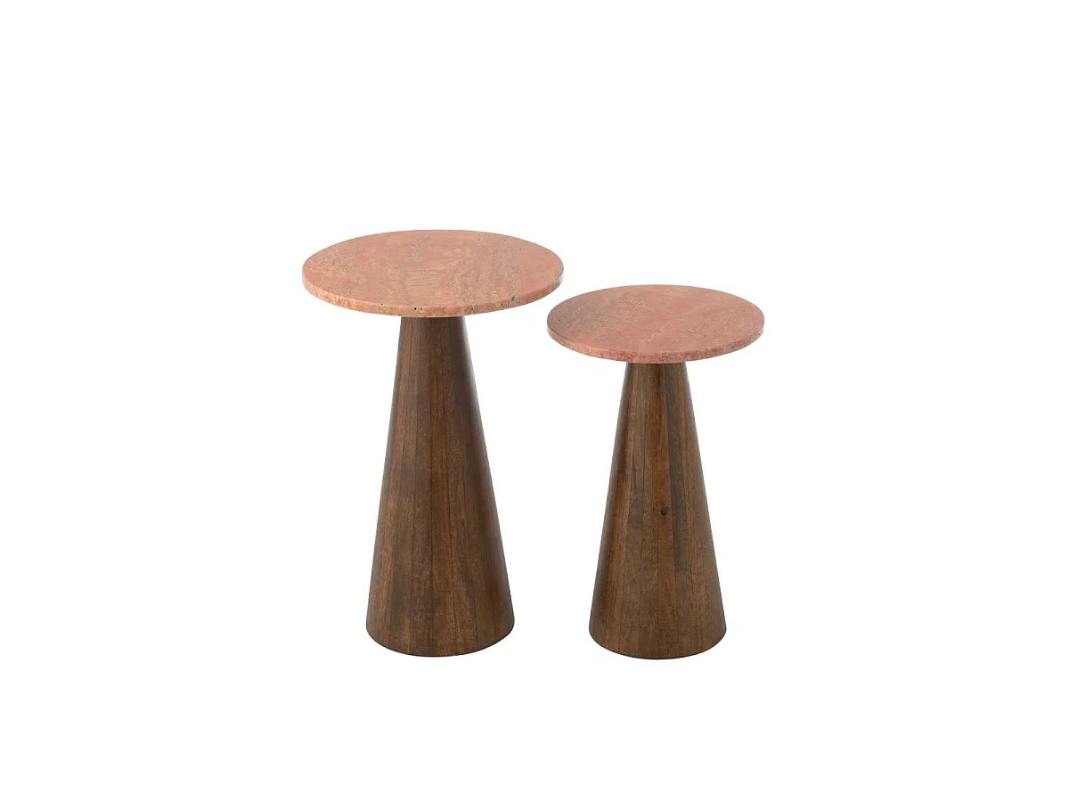 Lot de 2 Tables d'Appoint en Marbre "Eula" 53cm Terracotta