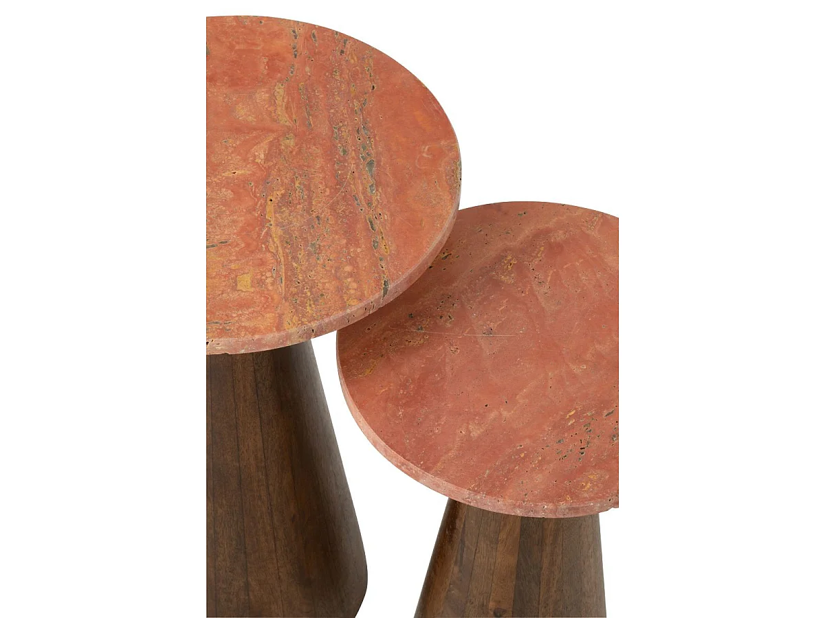 Lot de 2 Tables d'Appoint en Marbre "Eula" 53cm Terracotta