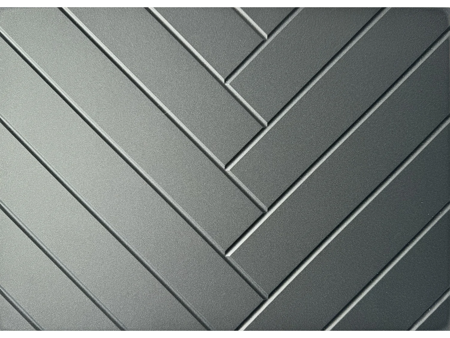Meuble TV 180 x 30 x 33 cm, bas, avec portes et niches ouvertes, coloris : noir mat à motif chevrons 3D