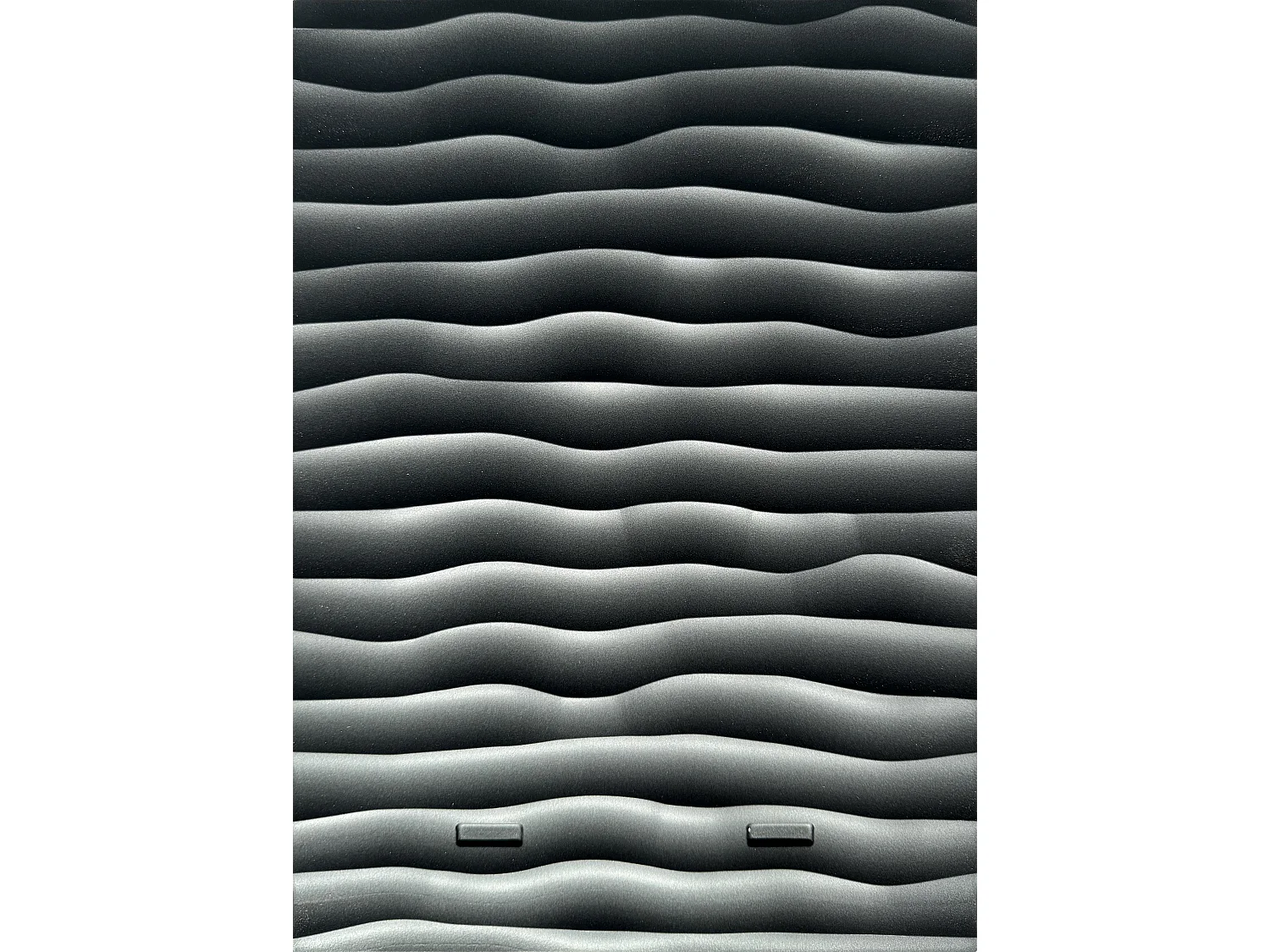 TV-Schrank 180x30x33 cm, Lowboard, mit Türen und Offene Nischen, Farbe: Schwarz matt mit 3D MDF-Wellenmuster
