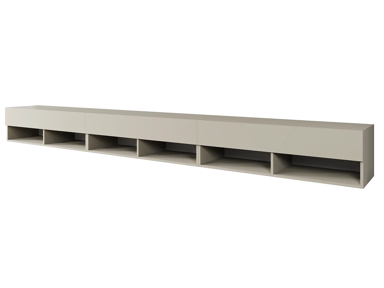 TV-Schrank 300x30x33 cm, Lowboard, mit Türen und Offene Nischen, Farbe: Cashmere Beige