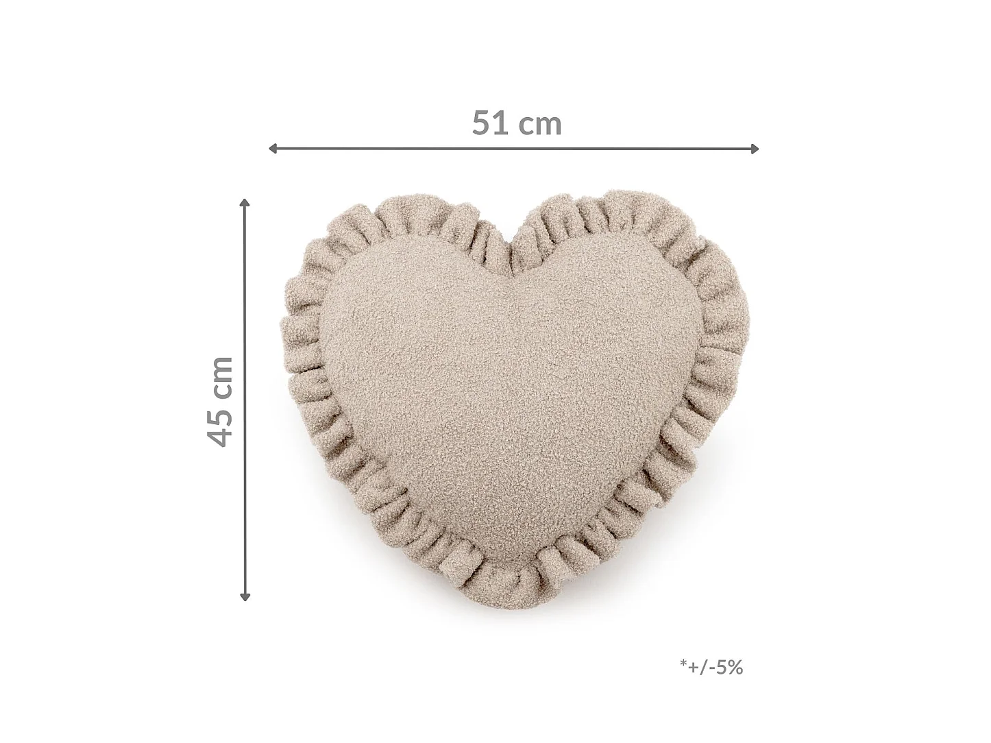 Coussin décoratif Sweetheart 50x42 cm Beige-Gris Le cœur