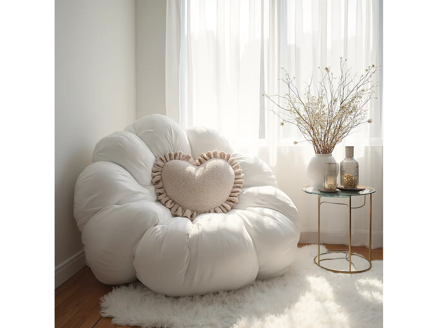 Coussin décoratif Sweetheart 50x42 cm Beige-Gris Le cœur