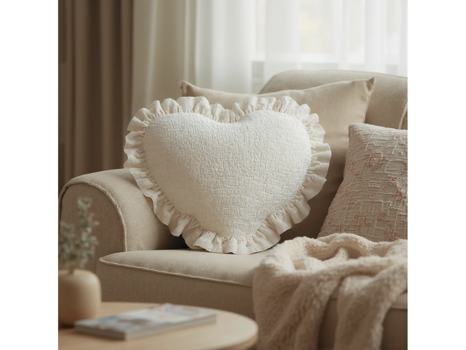 Coussin décoratif Sweetheart 50x42 cm Blanc Le cœur