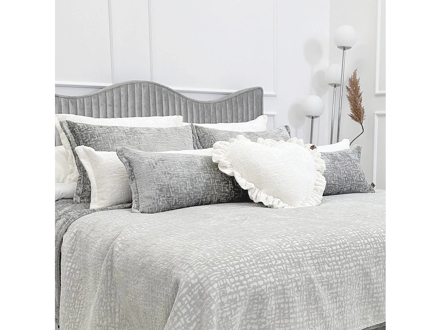 Lot de 2 coussins décoratifs Orchid 60x40 cm Gris clair