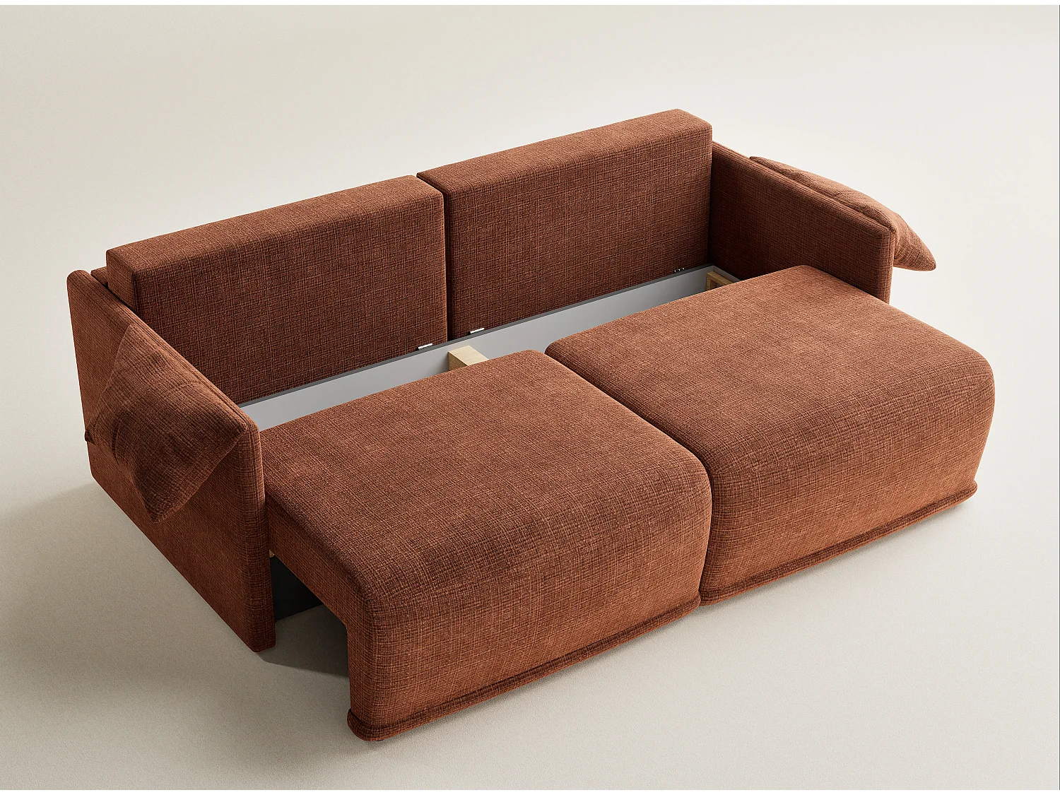 Canapé 3 places convertible en tissu chenille cuivre NAPPA