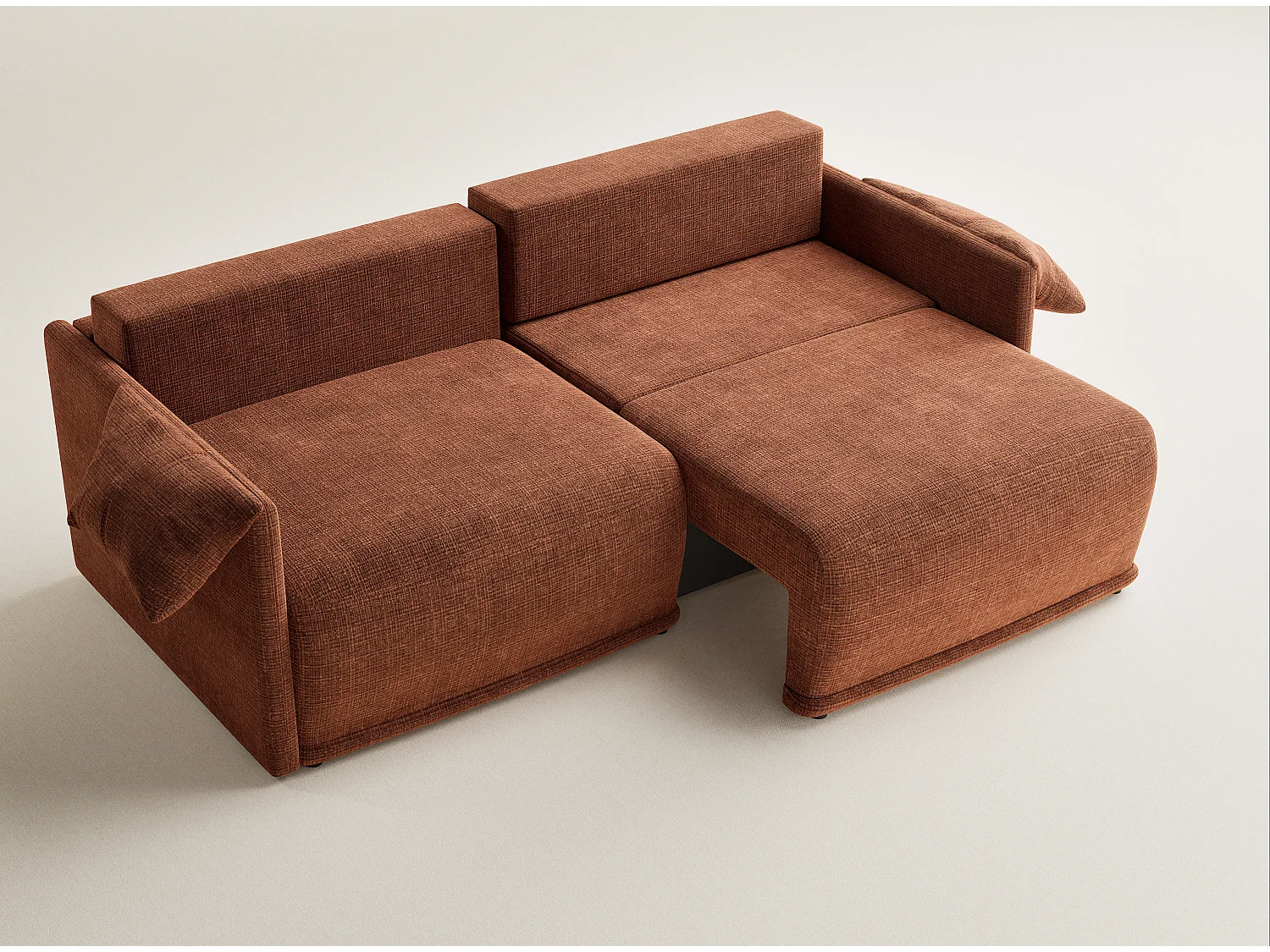 Canapé 3 places convertible en tissu chenille cuivre NAPPA