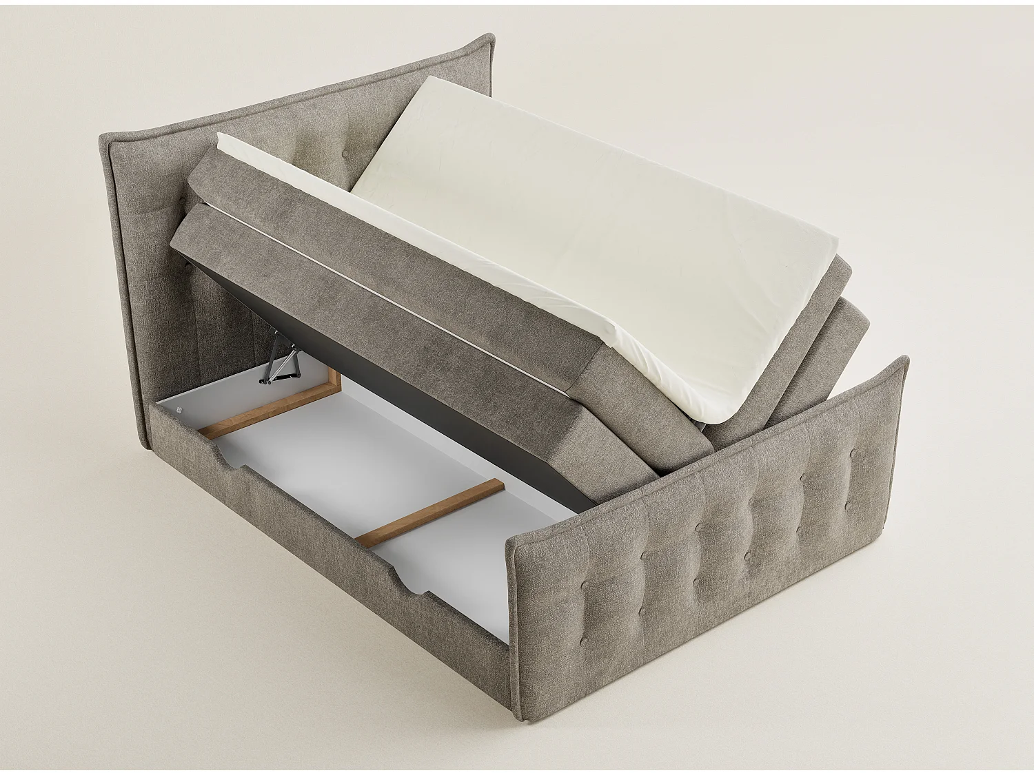 Boxspringbed met hoofdbord + matras + dekmatras - 160x200 cm - bruin - FATU