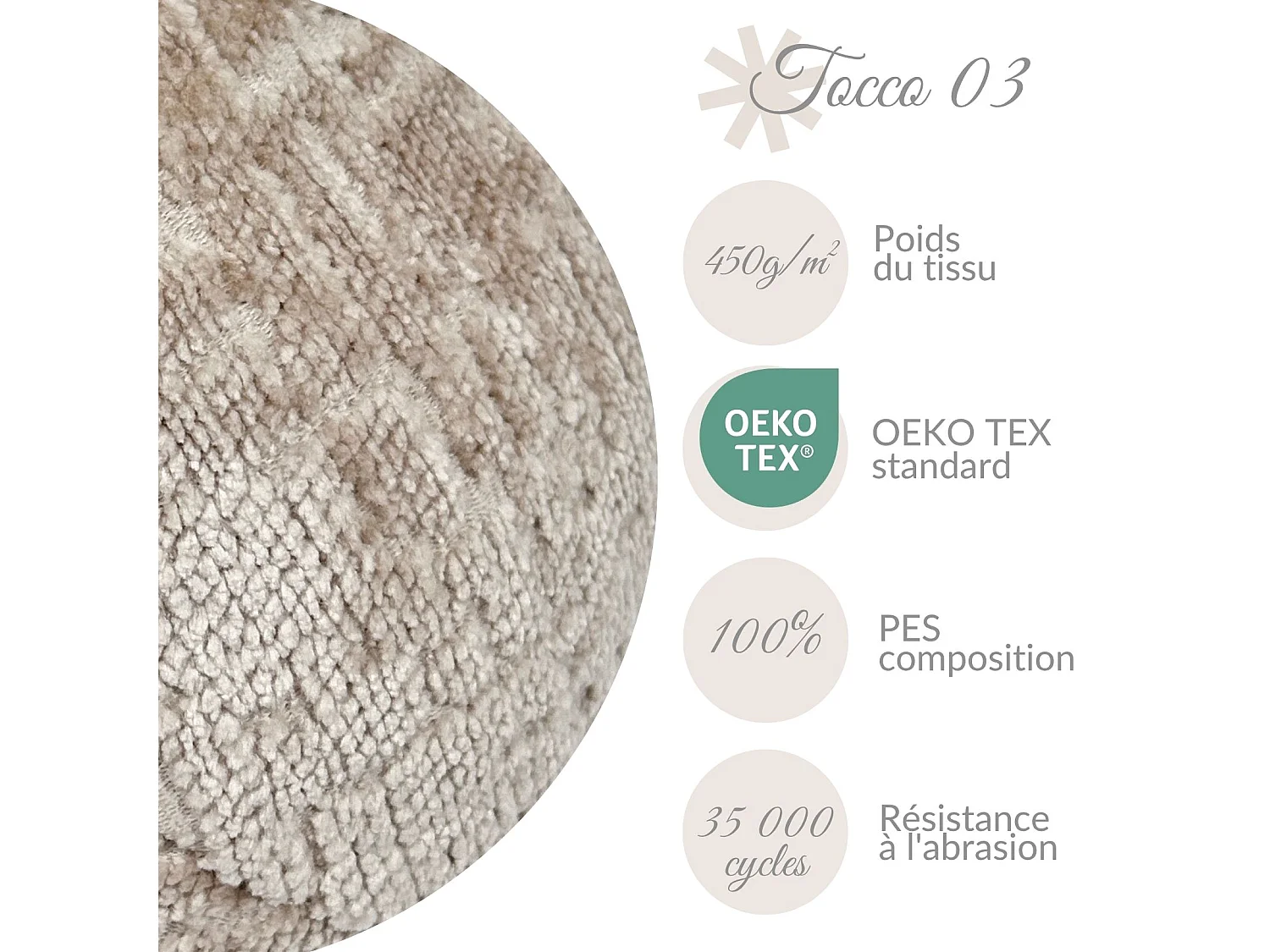 Coussin décoratif Orchid 60x40 cm Beige