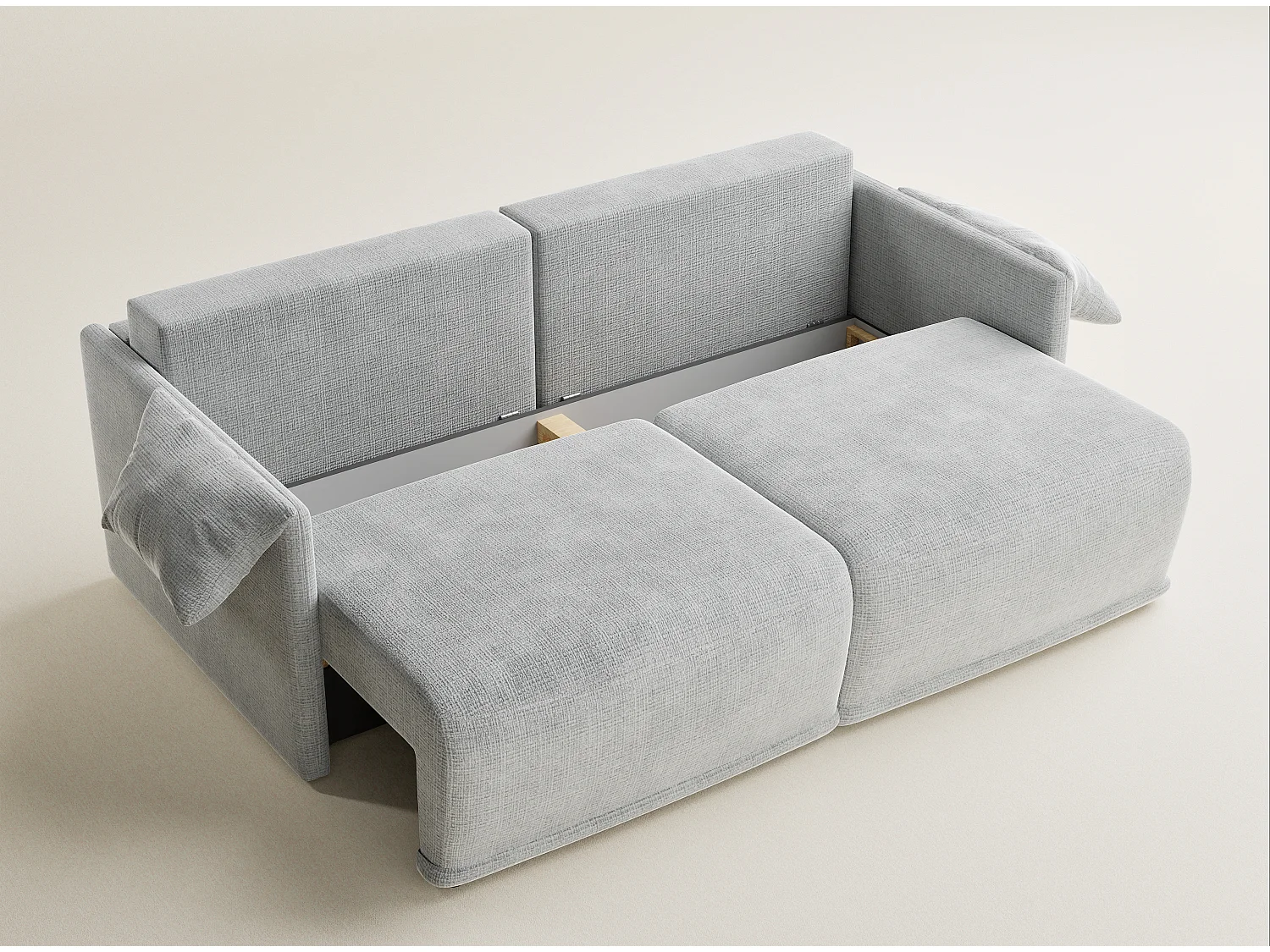 Canapé 3 places convertible en tissu chenille gris clair NAPPA