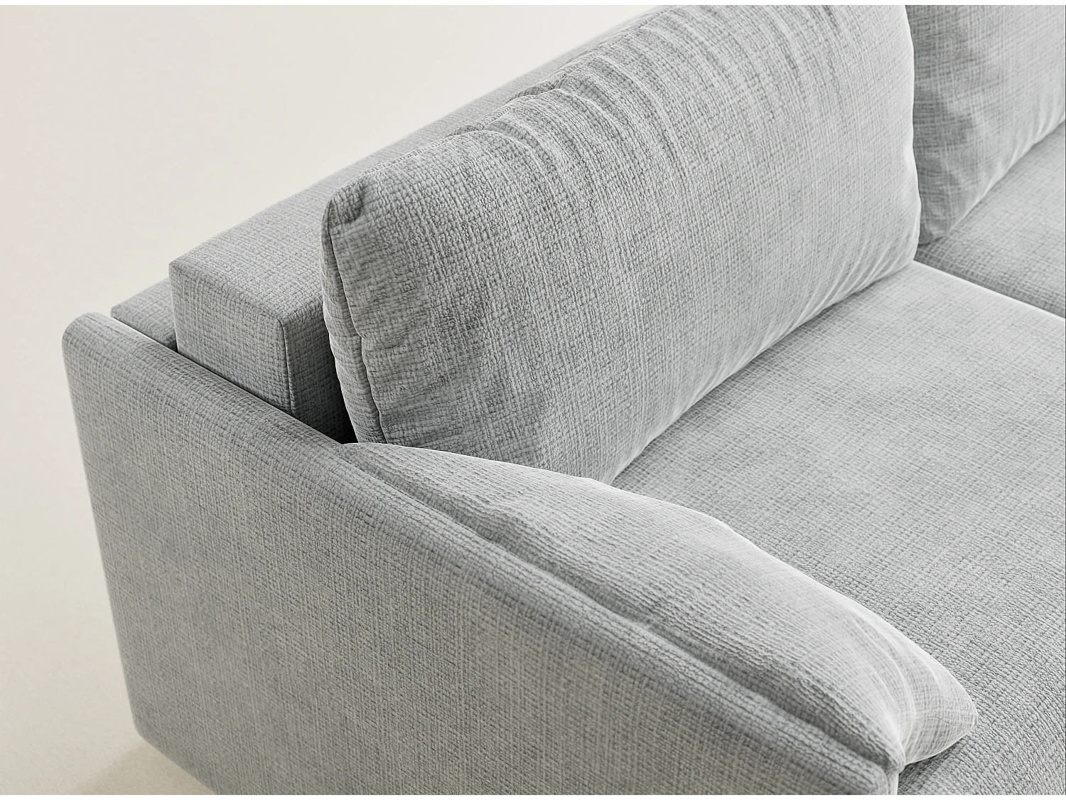 Canapé 3 places convertible en tissu chenille gris clair NAPPA