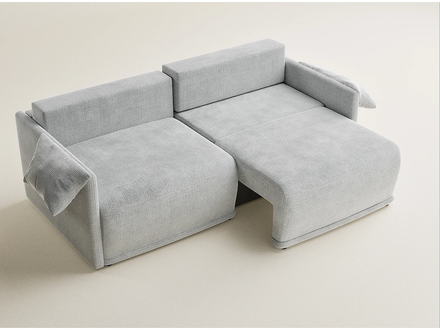 Canapé 3 places convertible en tissu chenille gris clair NAPPA