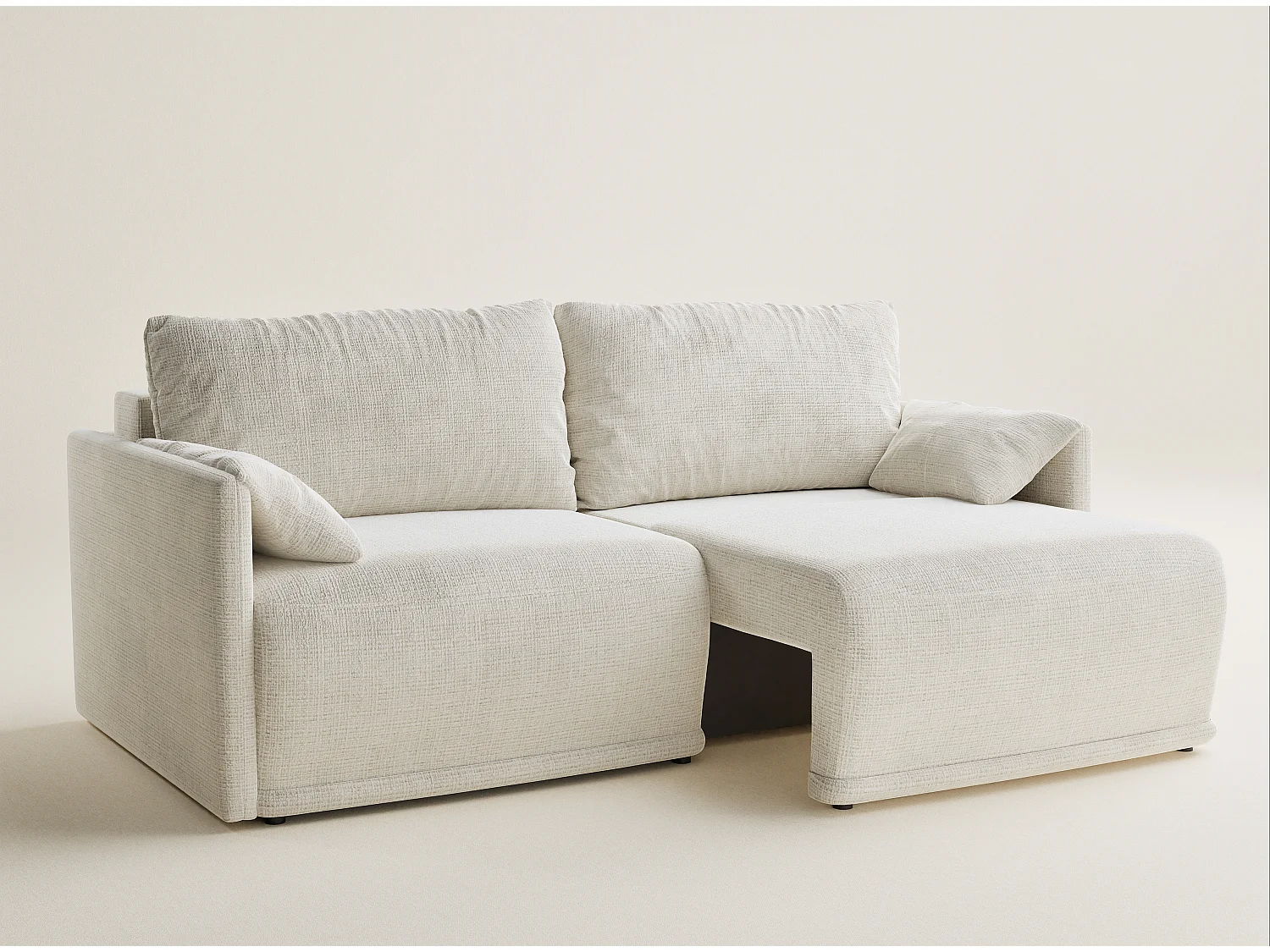 Canapé 3 places convertible en tissu chenille creme NAPPA